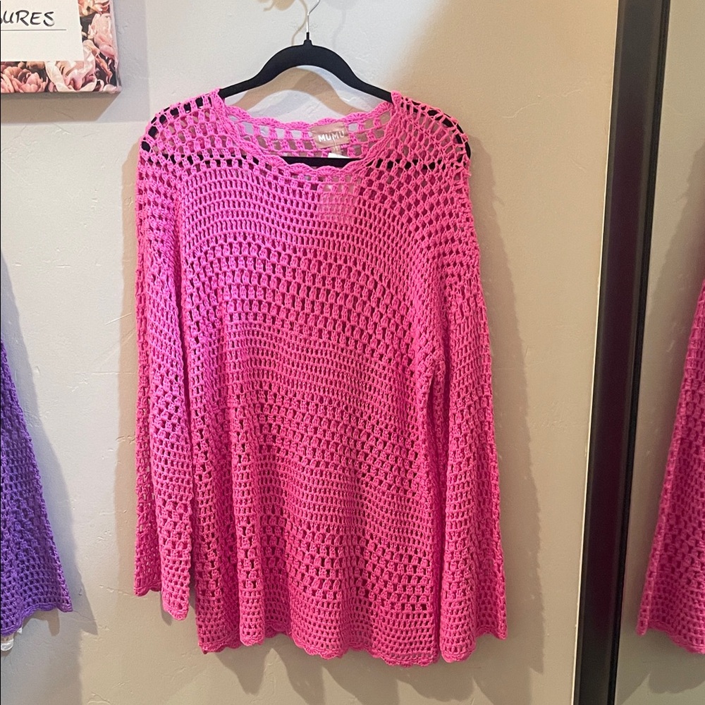 Show Me Your MuMu Pink Crochet Swim Coverup